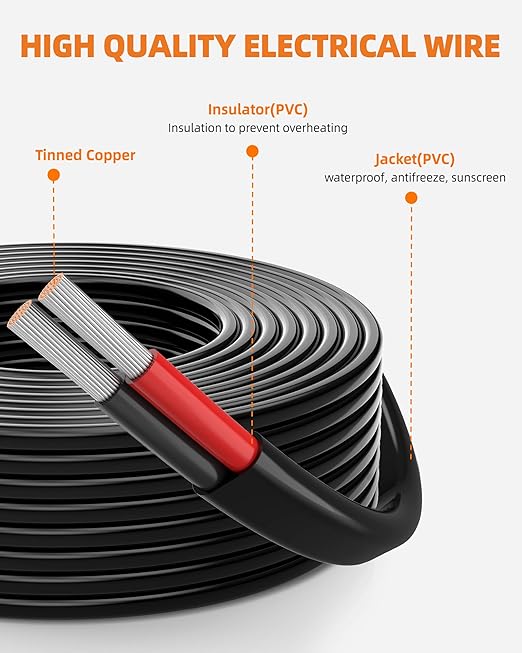 18 Gauge Wire, 18 AWG 2 Conductor Electrical Wire, Flexible/Oxygen-Free Tinned Copper/Stranded PVC 18/2 Cord for Automotive, Marine, LED Strips, Solar, RV, Lighting (200FT)