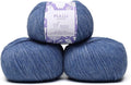Pullu - Baby Alpaca Merino Wool Yarn Set of 3 Skeins (150 Grams) Worsted Weight - Sourced Directly from Peru - Heavenly Soft and Perfect for Knitting and Crocheting (Denim Blue)