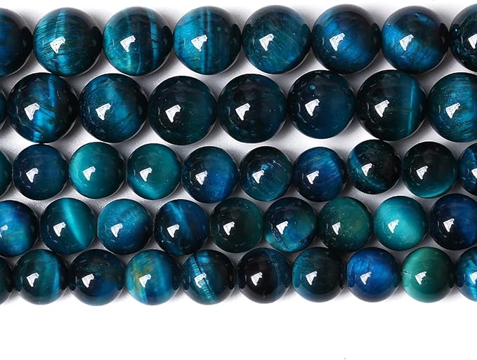 180PCS 4mm Blue Tiger Eye Gemstone Loose Beads Natural Round Loose Stone Beads for Jewelry Making DIY Bracelet Necklace Earrings 2 Strand 32"
