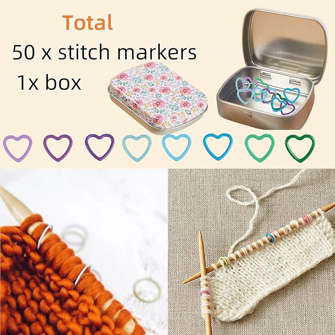 Hilsayum Star Shape Metal Stitch Markers Knitting,50Pcs Colorful Crochet Stitch Markers for Knitting Yarn and DIY Crafts