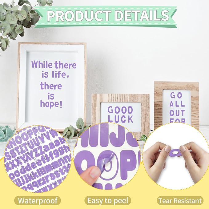 Alphabet Stickers, 1''Inch Vinyl Letter Stickers, Purple - 12 Sheets, Mailbox Numbers & Bulletin Boards