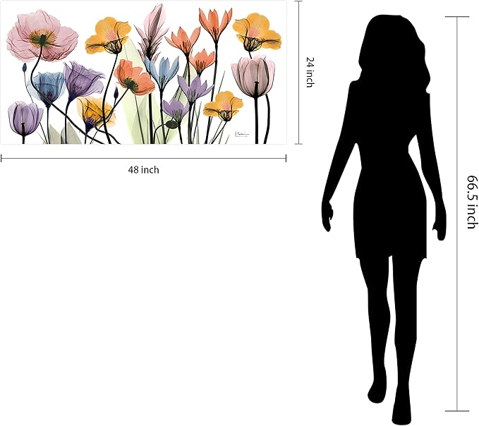 Empire Art Direct Frameless Free Floating Tempered Glass Panel Graphic Wall Art Ready to Hang, 24" x 48", Flowerscape Portrait, Flower Wall Art