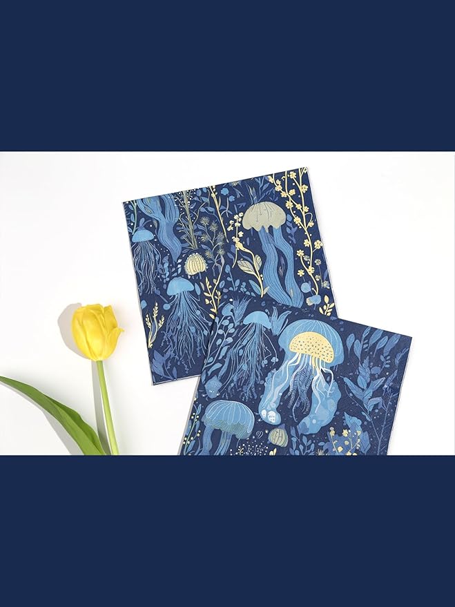 Premium Designer Paper Napkins, 3-Ply 6.5 x 6.5-inches Fold Disposable Decorative Lunch Dinner Napkin (20, Deep Blue)