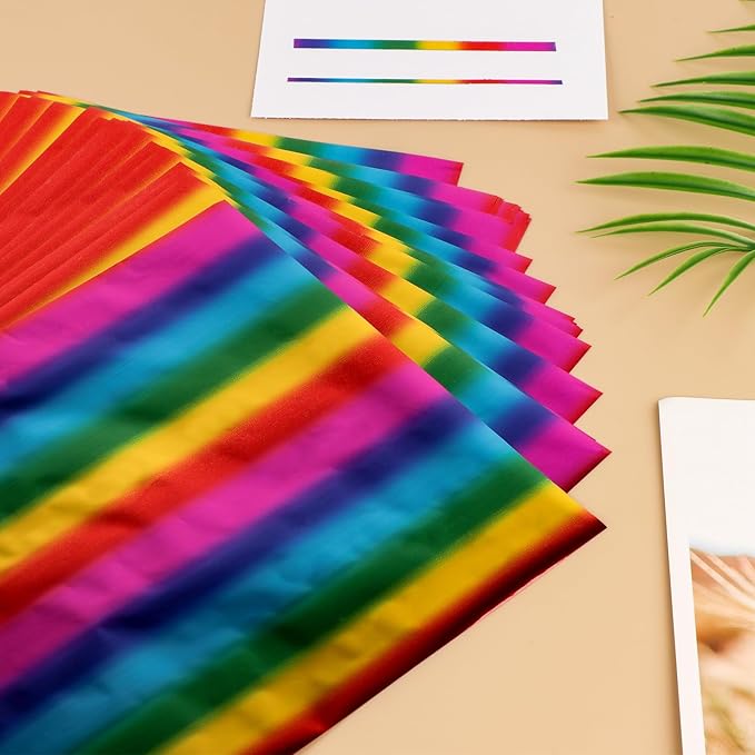 Briartw 20x29cm Hot Foil Paper 50 Sheets Pack Toner Reactive Foil Hot Stamping Foil Paper by Laser Printer and Laminator for Scrapbooking Craft Cardmaking DIY Album (Straight Colorful, 50 Sheets)