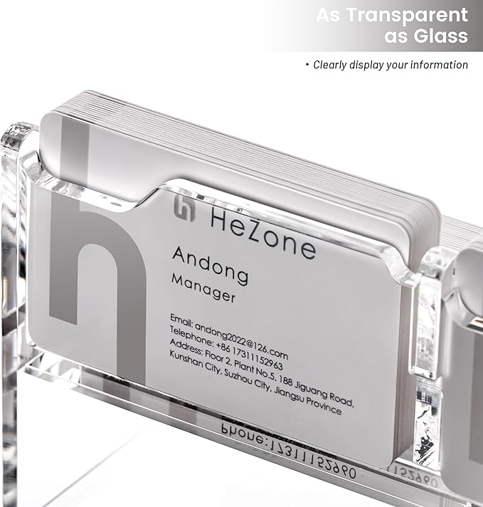 Business Card Holder for Desk, Acrylic Business Card Organizer , Multiple 6 Slots 3 Tier Business Cards Stand for Women& Men,Office Desk Accessories,Organize 300 Cards-1 Pack(Horizontal,Clear)