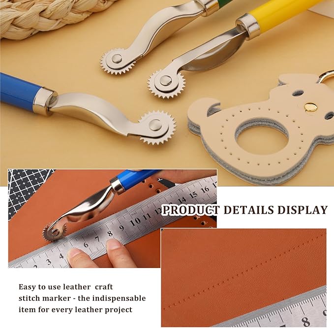 Nitlak 4 PCS Tracing Wheel,Tracing Wheel Sewing Tool, Plastic Handle Stainless Steel Pounce Wheel,Tracing Wheel for Sewing Patterns, Leathercraft, Professional Marking Spacer