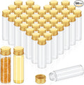 100 Pcs Small Clear Vials Spice Mini Jars with Lids Mini Glass Bottles with Screw Aluminum Metal Caps Tiny Jars Sample Containers for Powder Cream Cosmetic Jewelry Wedding (20 ml,Gold Caps)