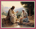 Disnesart Cross Stitch Stamped Full Embroidery Kits DIY 11CT Cotton Thread Printed DIY Needlepoint Kits Craft Needlework Set Cross-Stitch Stamped Sets- Jesus and Women 16x20 inch