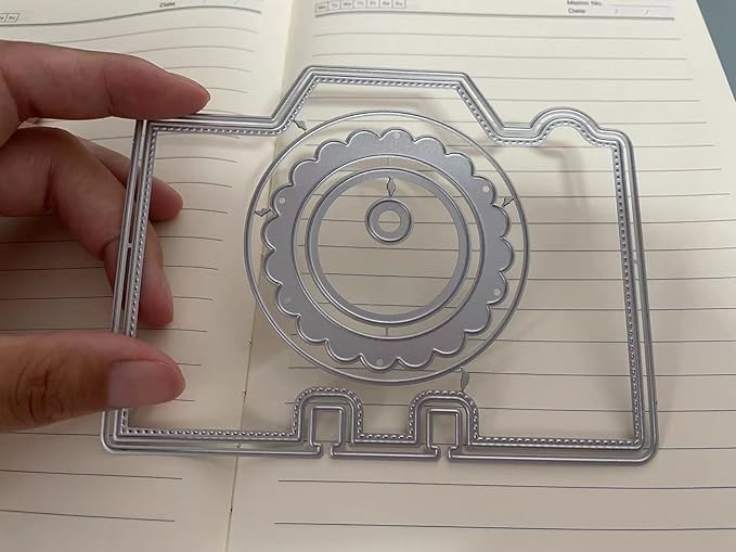 Mvchifay Cutting Dies Happy Birthday Holiday Thanks Greetings Metal Stencils Scrapbooking Tool Love Heart DIY Carbon Steel Embossing Template for Paper Card Making (Camera-10x12.8cm)