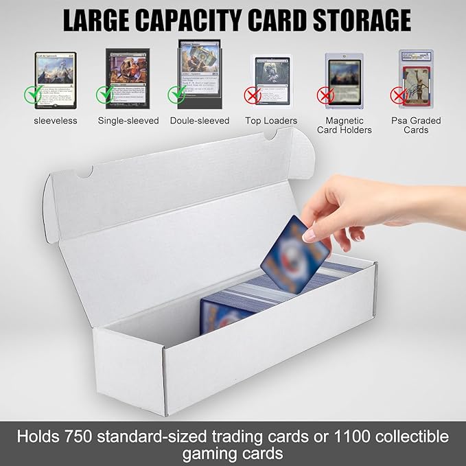 Trading Card Storage Box, 10-Pack 1100 Count White Corrugated Cardboard Bulk Sports Storage Box for TCG/Magic/Mtg Basketball Cards, Collectible Trading Cards