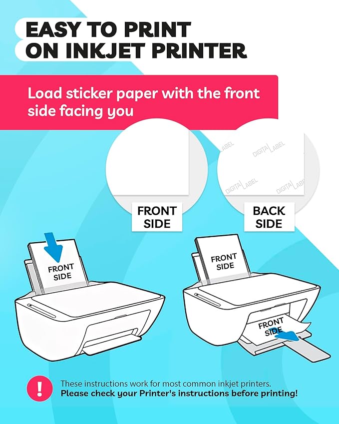 Sticker Paper for Inkjet Printer - (30 Sheets), 8.5 x 11" Letter Size, Matte Sticker Paper - Ideal for Crafting and Printing Vibrant, Long-Lasting Designs