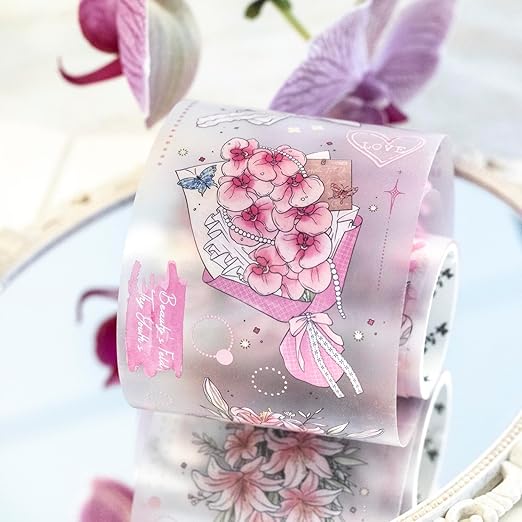 Floral Dream PET Tape Set, 4 Rolls of Flower Ephemera for Junk Journaling, Scrapbooking, Crafting, DIY Projects, Diaries, and Art Supplies