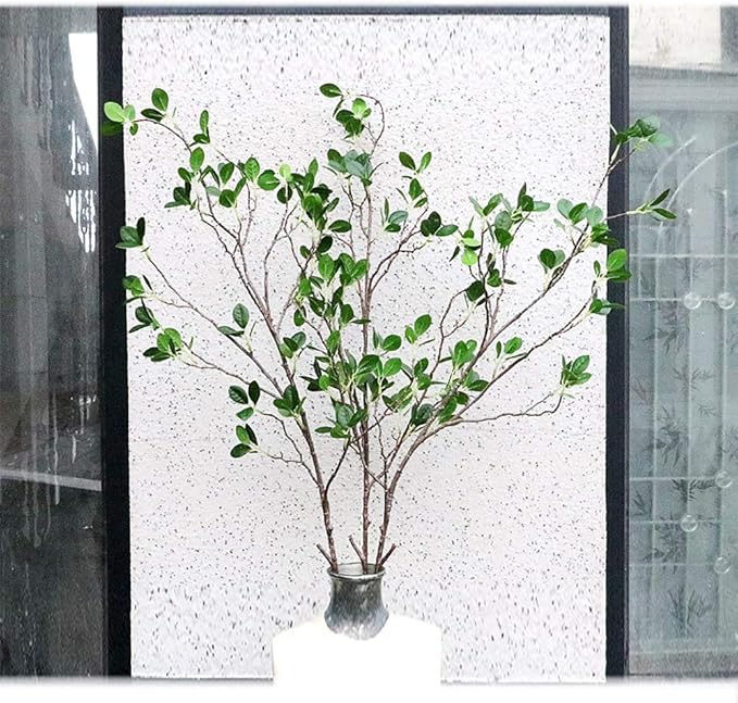 Ollain 43" Artificial Greenery Stems Plants Faux Leaf Green Eucalytus Branches Ficus Twig Fern Fake Green Bushes Shrubs for Home Party Wedding Decoration (2 Pack)