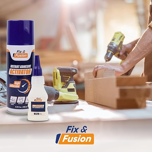 FIX & FUSION Activator Spray (6.76 Fl Oz), Instant Cure Accelerator for Cyanoacrylate (CA) Super Glue for Wood, Plastic, Rubber, Granite, and DIY & Professional, Accelerates Bonding Strength, (6 Pack)