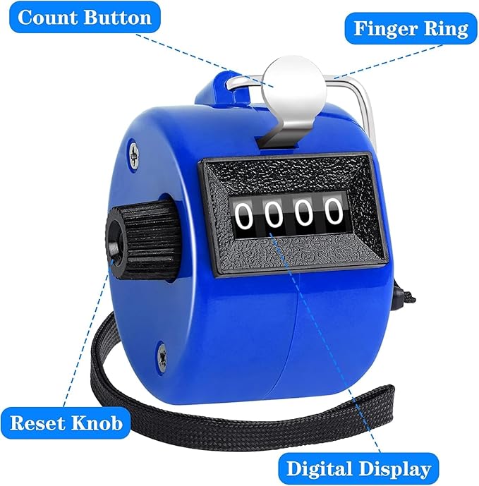 FEBSNOW Handheld Tally Counter Clicker 4 Digital Number Click Counter for School Event Golf Sports Office Stadium