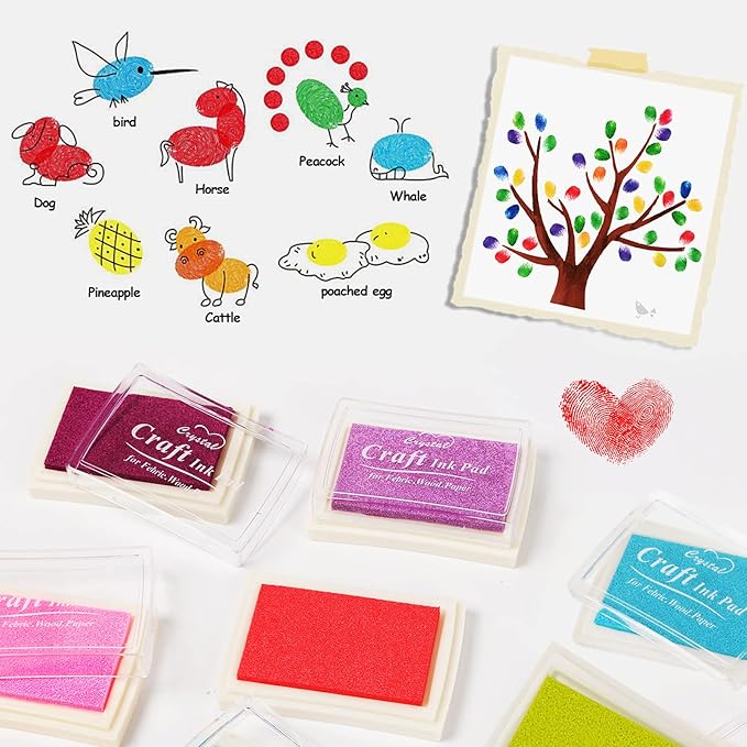 Ink Pads, Stamp Pads for Rubber Stamps, 15 Solid Colors Available for Craft Scrapbooking Fingerpaint on Paper Wood Fabric
