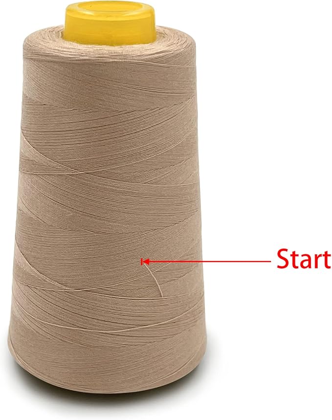 Tortoise 4 Cones of 3000 Yards Each Spool Thread for All Purpose, Serger, Overlock, Quilting, Sewing Machine - 100% Polyester, 40S/2 Dark Cream