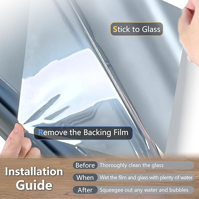 LEMON CLOUD One Way Window Privacy Film See Out Not in Reflective Mirror UV Window Cling Sun Blocking Heat Control Glare Control with Tools,23.6 Inch x 78.7 Inch