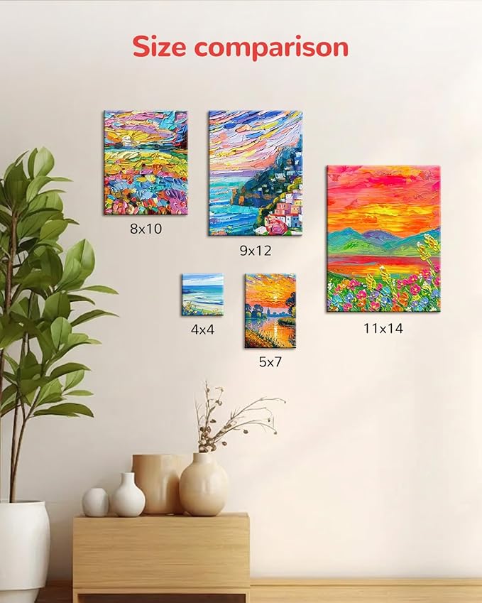 Mini Canvas Boards 72 Pack, 4x4 Inch Square Painting Canvas Panels, 100% Cotton for Acrylics Oil Paint