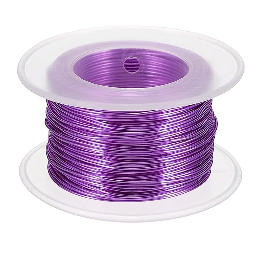 uxcell 20 Gauge / 0.8mm Anodized Aluminum Wire for Jewelry Craft Making, 102 Feet Bendable Flexible Wire for DIY Home Decor Gardening Sculpture, Purple