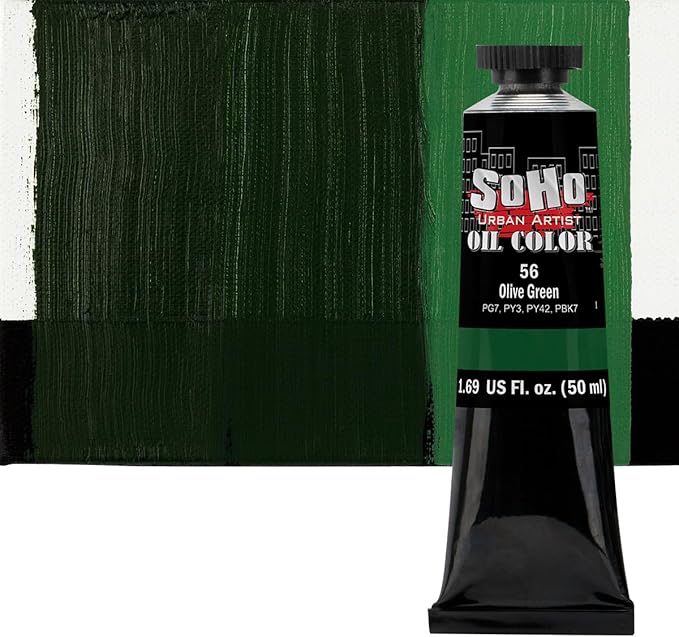 Soho Urban Artist Oil Paint - Olive Green, 50 ml Tube - Best Valued Oil Colors for Painting, Excellent Pigment Load