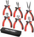 HAUTMEC 6PCS Mini Pliers Set High Leverage Multi Small Pliers Tool Set with Small Needle Nose Pliers Set, Linesman, Long Nose, Bent Nose, Diagonal Cutters, End Cutting Plier for Jewelry and Electronic