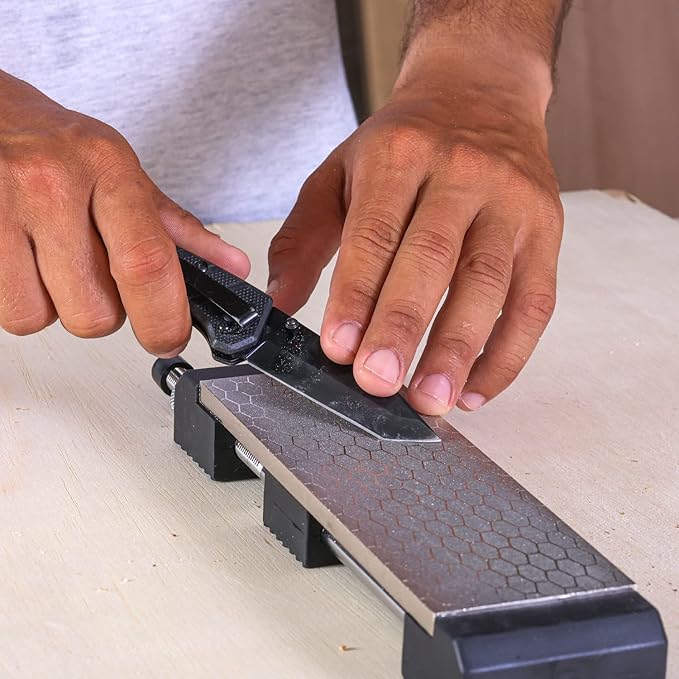 Heavy Duty Diamond Sharpening Stone Set with Adjustable Base, 2-Sided Fine/Coarse Grit Diamond Sharpening Plate, Fast & Efficient Diamond Knife Sharpener for Knives and Chisels from Schaaf Tools