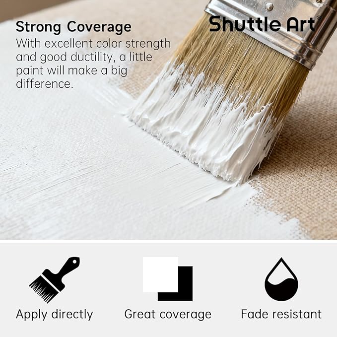 Shuttle Art White Fabric Paint, 33.8 oz(1000 ml) Large Bottle with Pump, Permanent Fabric Paint for Furniture, Sofa, Cushions, Clothes, Soft Non-Toxic Textile Paint for Color Changing, Renewal & Art Creations