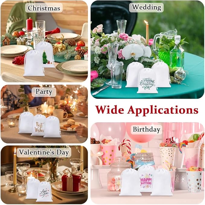 Shintop 20pcs Velvet Bags, 4x6inch White Drawstring Gift Bags Jewelry Pouch for Wedding Birthday Party Favor