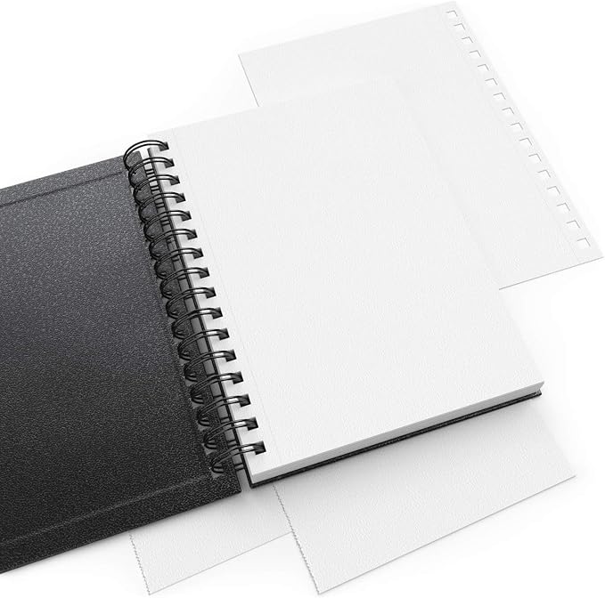 ARTEZA Watercolor Sketchbook Set, 3-Pack, 64 Pages per Book, 5.5 x 8.5 Inches, Black Hardcover Spiral Notebooks, 140-Pound Premium Watercolor Paper for Artists