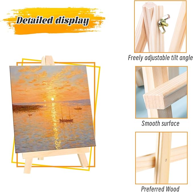 12 Pack Easel for Painting, 9 Inches Easel, Tabletop Painting Canvas Tall Wood Display Easels Set of 12, Art Craft Painting Easel Stand for Artist Adults Students