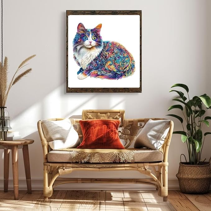Lazy Cute Cat Wooden Puzzles 95 Pieces Puzzles Gifts for Adults 8.5x7.7in Wooden