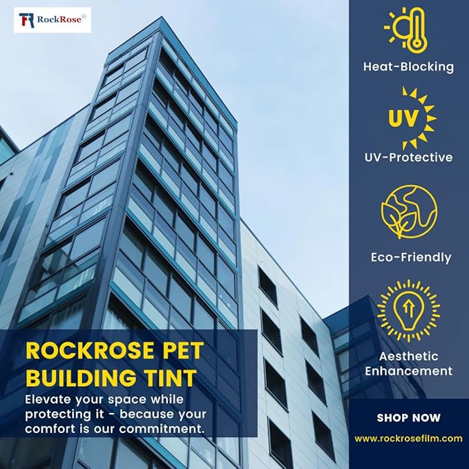 Rockrose Professional Window Tint for Home – One Way Privacy Window Film for Home Offices Heat Blocker Reflective Adhesive Mirror Tint with 99% UV Block – Gold-Silver 24 in x 15FT
