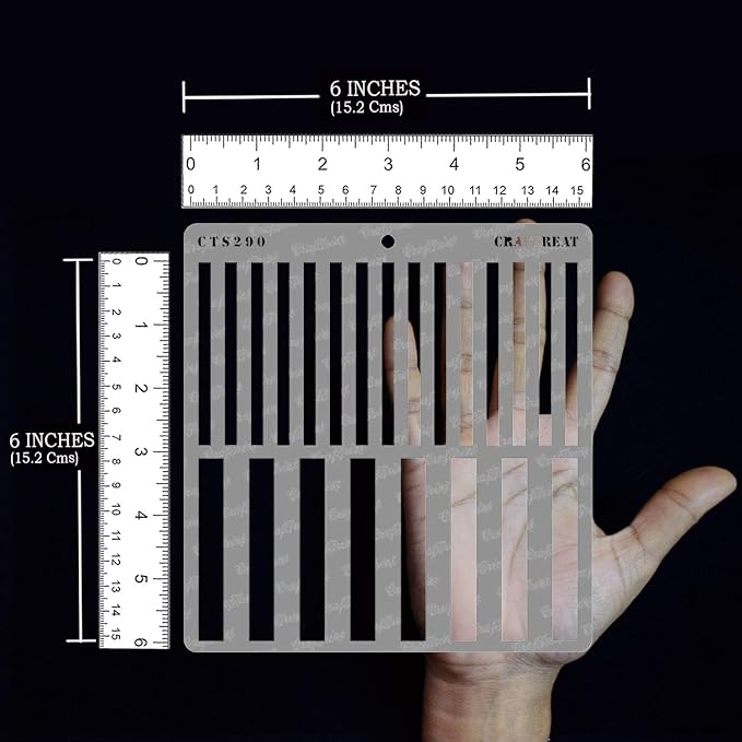 CrafTreat Reusable Geometric Stripe Stencils for Painting on Wood, Wall, Tile, Canvas, Paper, Fabric and Floor - Stripes - 6x6 Inches - DIY Art and Craft Stencils
