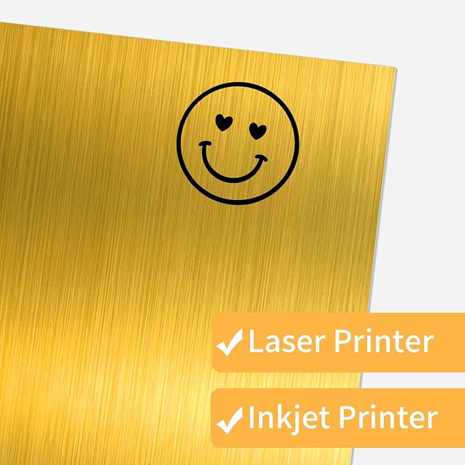 Gold Printable Sticker Paper, 20 Sheets Printable Holographic Gold Sticker Paper, Laser/Inkjet Printing-Letter Size (8.5" x 11")