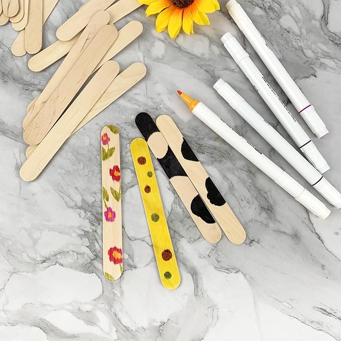 200Pcs Jumbo Wooden Craft Sticks Wooden Popsicle Craft Sticks Stick 6” Long x 3/4”Wide
