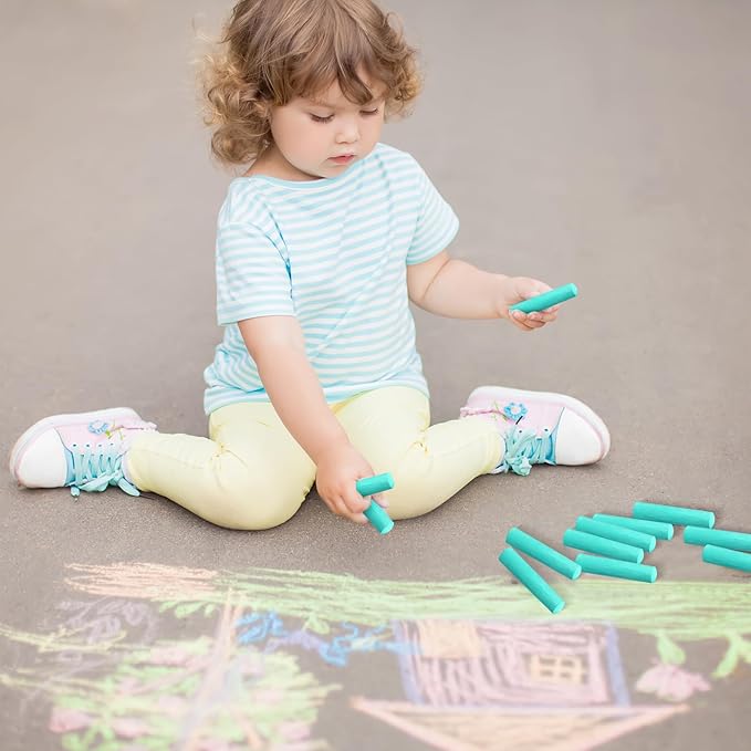 25 Pcs Sidewalk Chalks for Kids Non Toxic Jumbo Chalk for Party Gift Outdoor Art Classroom Play Painting (Green)