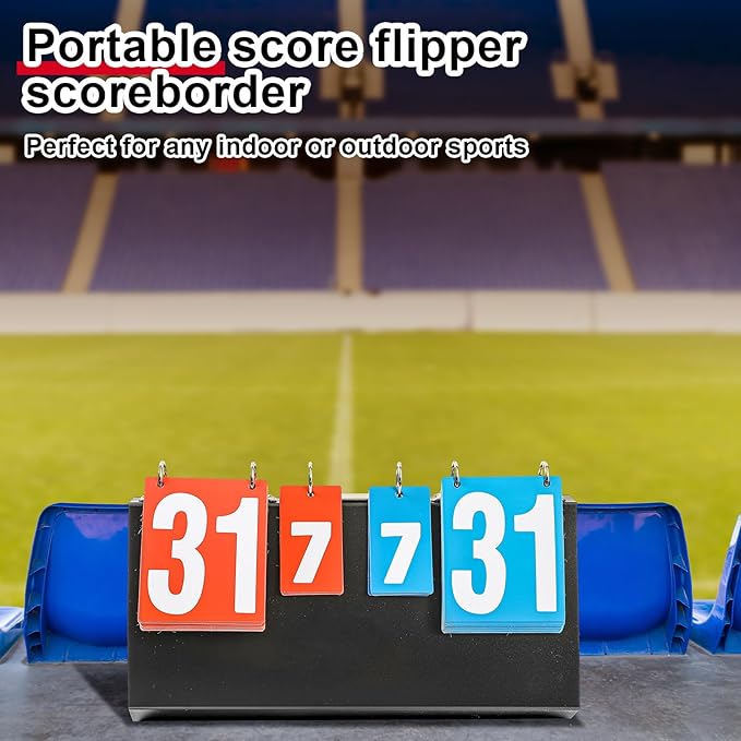 Yeaqee Portable Score Keeper with Storage Bag Flip Basketball Scoreboard Tabletop Scoreboard Flipper for Indoor Outdoor Sports Match P. E Classroom Activities Game