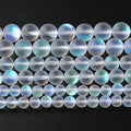 36pcs 10mm Natural White Mystic Aura Quartz Beads Frosted Matte Moonstone Round Loose Beads For Jewelry Making DIY Bracelet Necklace 15"