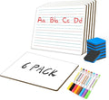 White Board Dry Erase Boards Classroom Pack Mini White Boards 9" x12” Double Sided Personal Whiteboards for Students Teachers School Supplies Lapboards (6Pack line whiteboard & Erasers & Pens)