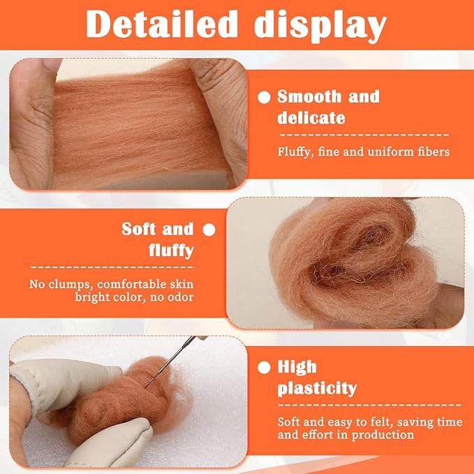 Mayboos Wool Roving Yarn, 1.76oz Colored Natural Wool Roving,Wool Felting Supplies Pure Wool Chunky Yarn for Wet Felting handcrafts and Spinning (Oak Brown)