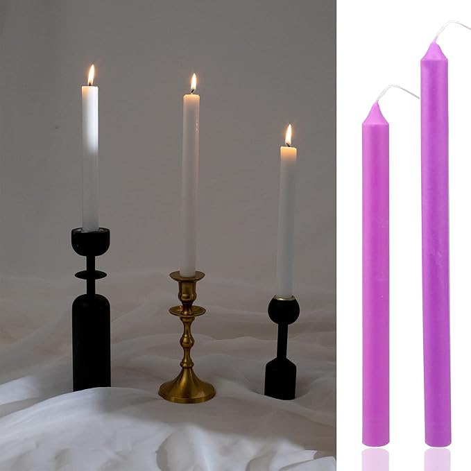 MILIVIXAY 2PCS Taper Candle Molds - Pillar Candle Molds - Perfect for Making Emergency Candles, Chime Candles, Table Candles-Including 60 Ft Wicks, 50 Stickers,1pc Wire and 2pc Wick Clips.