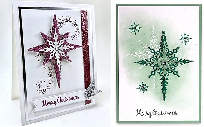 Mvchifay Cutting Dies Happy Birthday Metal Stencils Scrapbooking Tool DIY Emboss Paper Card Making (6 Pcs snowflakes-12.4x8.3cm)