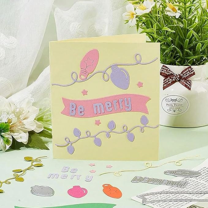 Festivals Metal Cutting Die for Scrapbooking, Christmas Cut Stencils for DIY Scrapbook Photo Album Decorative Paper Card, Card Making Supplies, Embossing (Light Bulb 4.7 x 4 in)