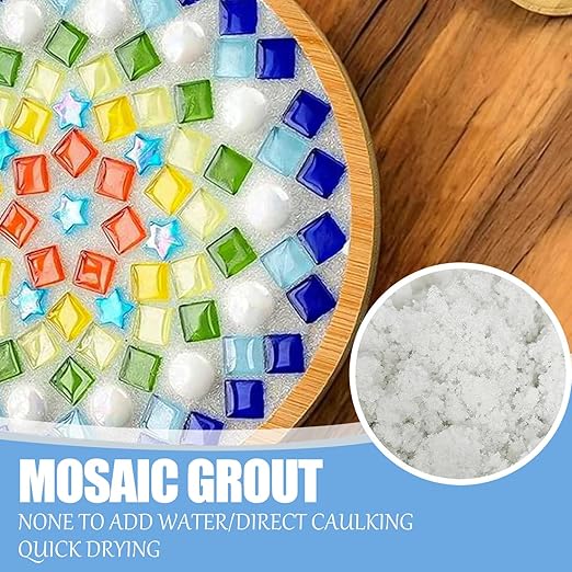 Mosaic Crystal Grout, Mosaics Tile Tools, Mosaic Tile Accessories – Essential for Handmade Grouting and Perfect for DIY Craft Projects (White, 8.8oz)