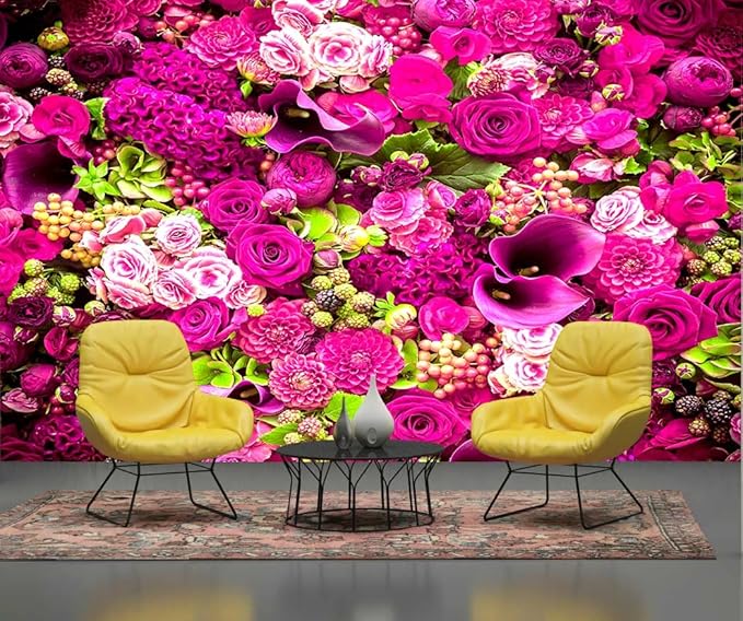 Rose Wall Mural Floral Photo Wallpaper Murals for Wall Decor for Living Room（Not Peel and Stick）