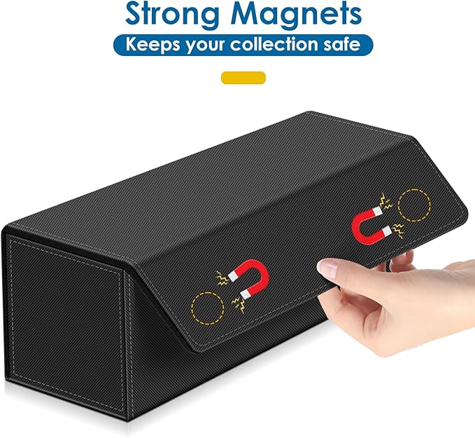 Card Deck Case for Trading Cards, Leather Magnetic Closure Commander Card Storage Box Holding 600+ Sleeved Cards Fit for MTG TCG and Sport Cards