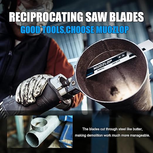 5 Pack 9 inch Reciprocating Saw Blades Set,14/18 TPI High Carbon Saw Blades,Metal Saw Blades with Organizer Case (5, 14/18TPI/225mm)
