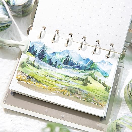 6 Rolls Landscape PET Tape,Transparent Nature Stickers for Scrapbook Supplies,Diaries,DIY Craft,Junk Journal,Album,Journaling(Mountain)