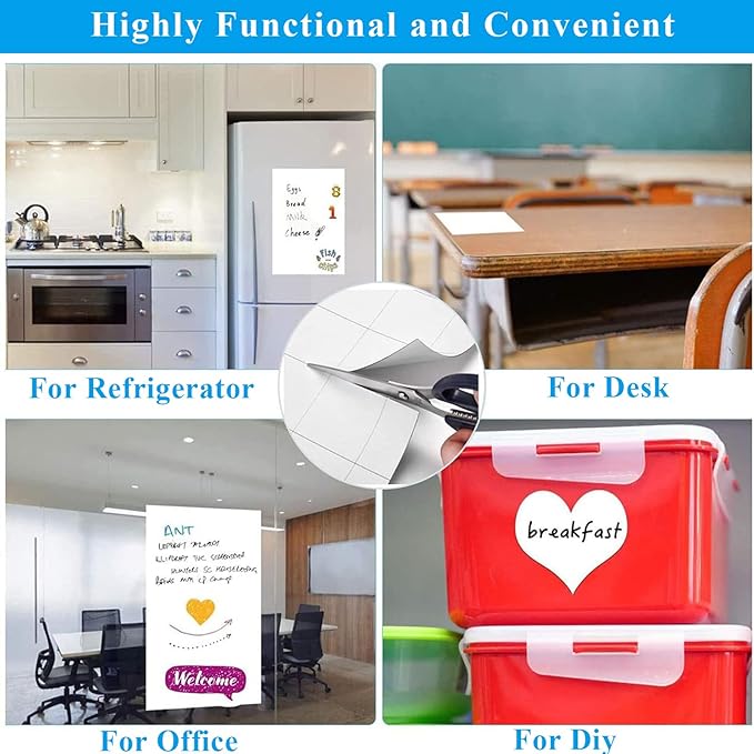 White Board Sticker Adhesive Backing, 16" x 24" Magnetic Dry Erase Board Contact Paper Stick on Wall, Whiteboard Sheet for Teacher Kids Classroom, Include Markers, Eraser with Magnet